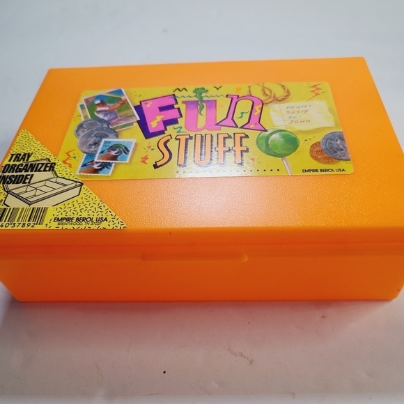 Vintage 90s School Supplies Neon Orange Pencil Case Fun Stuff Empire Berol USA - Picture 1 of 8